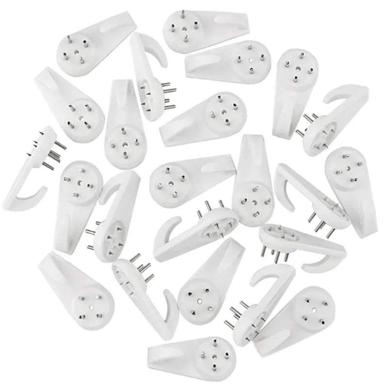 White Plastic Nail Hanging Hanger Seamless Wall-Mount Picture Frame for Home Decor Elegant Hooks & Rails