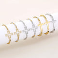 G2364 Wholesale Stainless Steel Gold Plated Cross Charm Beaded Cross Bead Bracelet for Women Fashion Jewelry Bracelets & Bangles