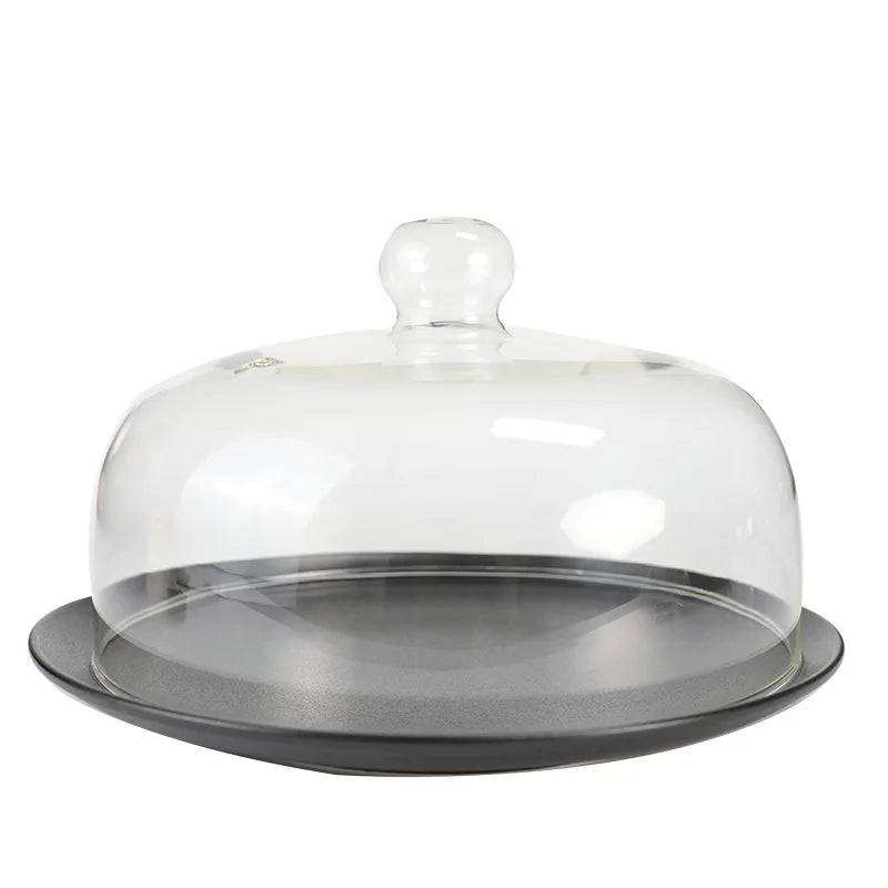 Home Used Multifunctional Slate Serving Platter Cake Stand and Dome for Party Wedding Food Grade Glass Materials