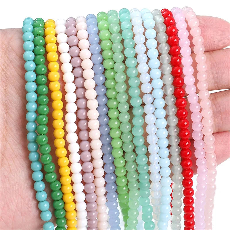 Factory Wholesale 4mm Glass Solid Color Imitation Jade Round Crystal Loose Beads
