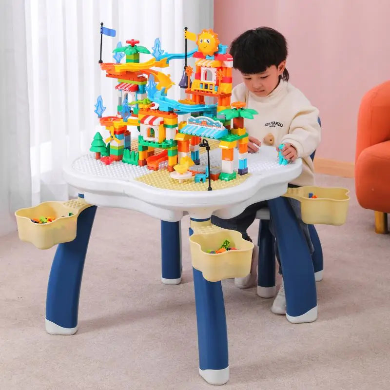 Children's Plastic Table Chairs Set for Kindergarten Living Room Kids Furniture Building Block Board Tablet School Bedroom