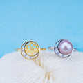R010921 DIY 6-8mm Natural Freshwater Pearl Ring Accessory 925 Sterling Silver Adjustable Size Engagement Jewelry Ring for Women