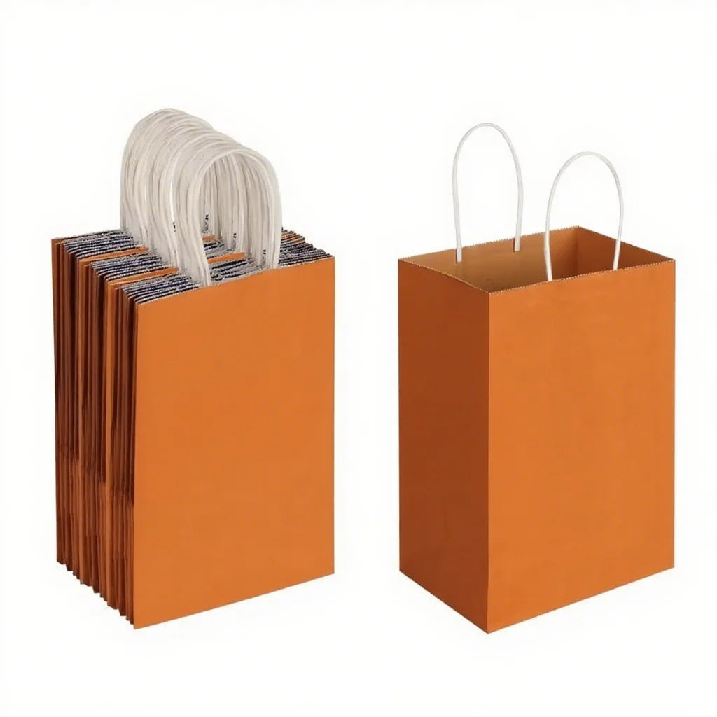 KM Eco Luxury Branding Natural Unbleached Kraft Paper Gift Bags with Twisted Paper Handles for Clothing Boutiques Gift Shops