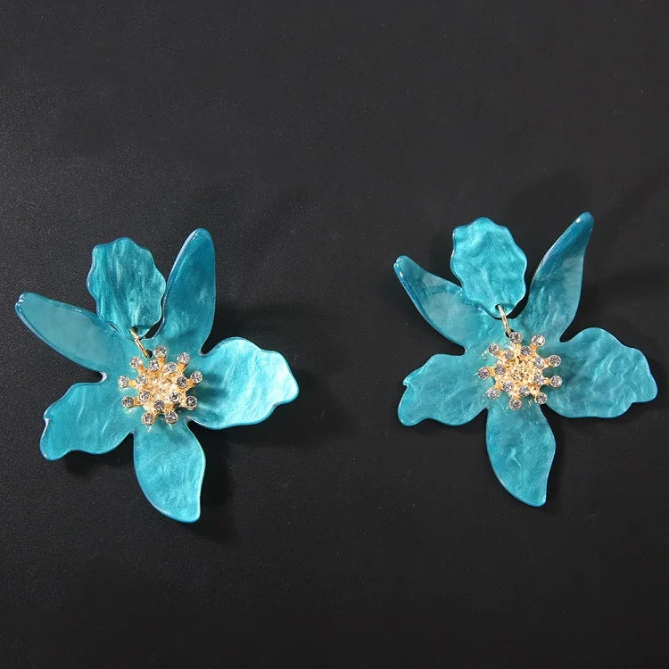 SC Hot Selling Personalized Statement Earrings Delicate Water Ripple Acrylic Earrings Exaggerated Flower Earrings for Women