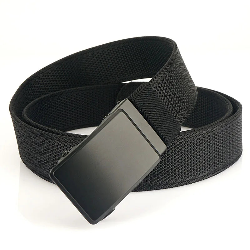 Fashion Webbing Belt Black Outdoor Sports Tactical Waistband 3.8cm Wide Adjustable Nylon Waist Belt for Men With Alloy Buckle