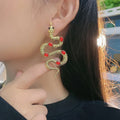 Wholesale Fashion Woman Girl Zinc Alloy Metal Silver Gold Rhinestone Snake Stud Earrings