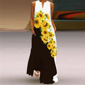 Loose Plus Size Women Maxi Dress Summer Sleeveless African Lady Pocket Floral Print Casual Dress