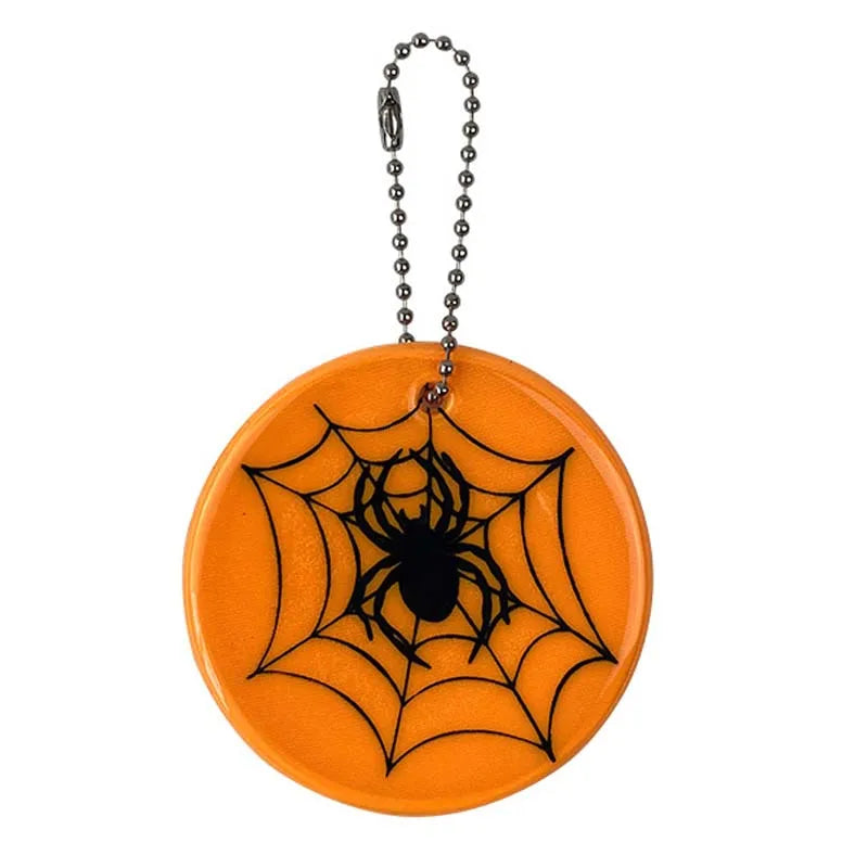 Custom Printed Funny Cobwebs Eco-friendly Reflective PVC Hanger Pendant High Visibility Safety Keychain That Glows in the Dark
