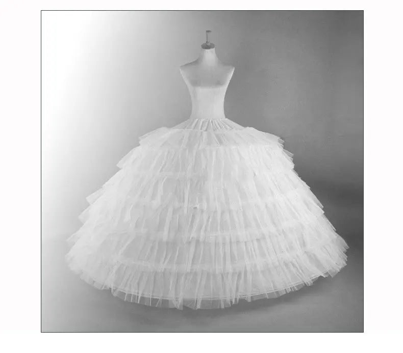 White Tulle 6 Hoops Petticoats for Wedding Dress Plus Size Fluffy Woman Ball Gown Underskirt Crinoline Prettycoat Hoop Skirt
