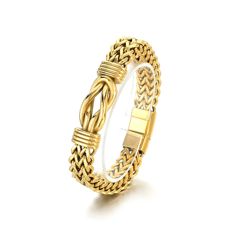 KALEN Men Charming Vintage Multiple Colors Stainless Steel Herringbone Links Bracelet