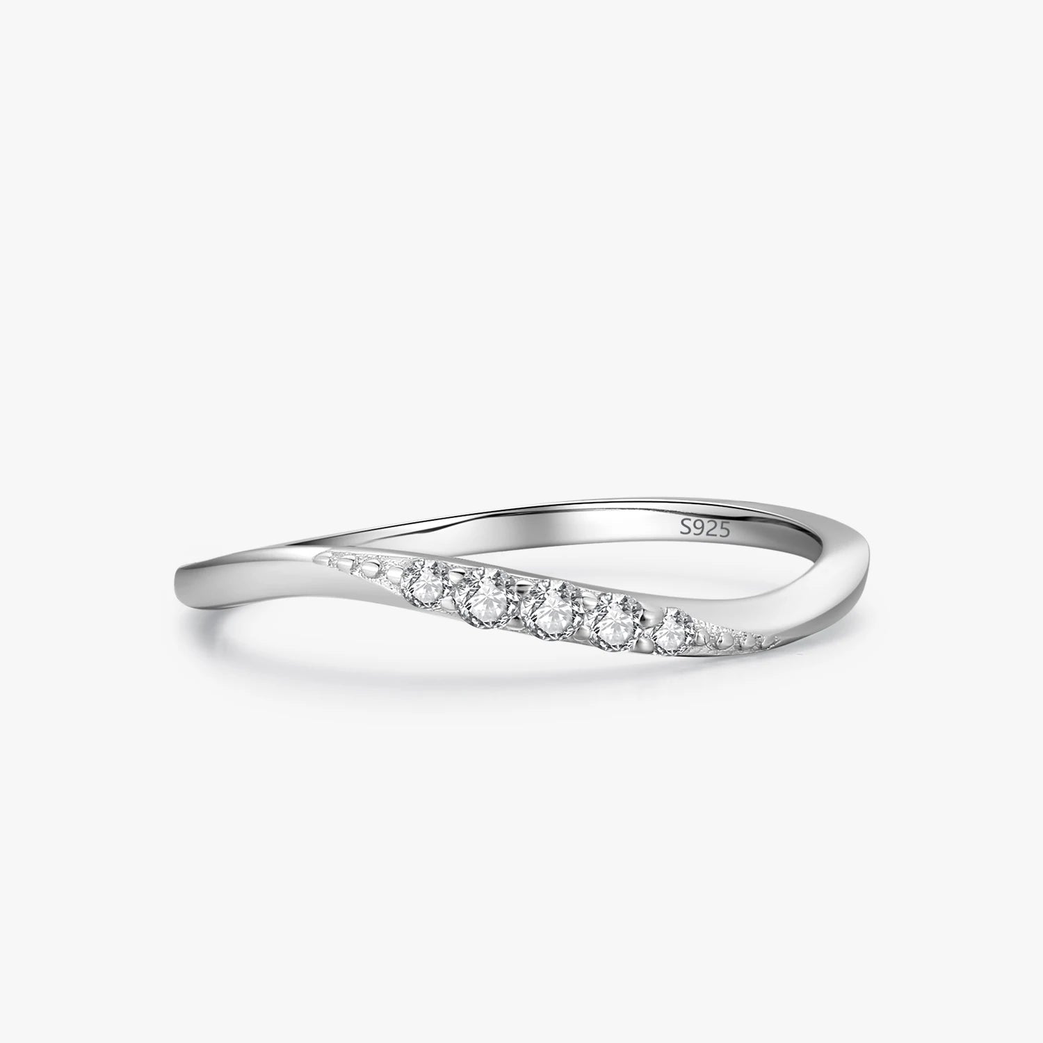 Ailmay Real 925 Sterling Silver Clear Zircon Simple Stackable Finger Ring for Women Minimalist Fine Jewelry New Style