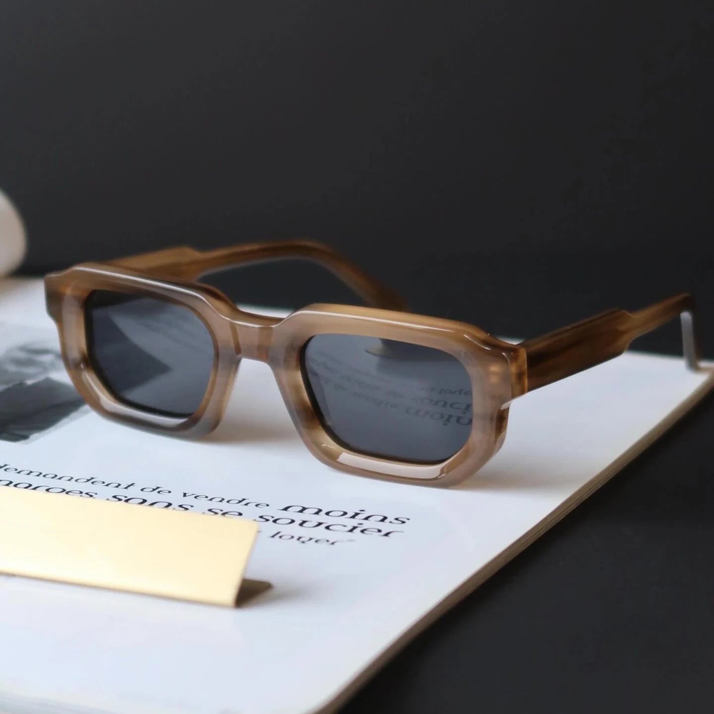 LBashades 2409 Luxury Retro Custom Logo Sunglasses Mens High Quality Sun Glasses Thick Frame Acetate Polarized Sunglasses