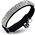 Soft Velvet Safe Cat Adjustable Collar Bling Diamante with Bells 11 Inch for Small Dogs and Cats