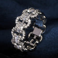 Huitan Luxury Eternity Wedding Silver Plated Ring White CZ Hollow Cross Rings Silver Dainty Rings