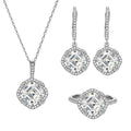 Wholesale Women Wedding Jewellery Designs Sterling Silver S925 Square Main Diamond Zircon Earring Necklace Dubai Jewelry Sets