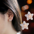 CAOSHI Copper Jewelry Snowflakes Cute Stud Earrings Girls Zirconia Sliver Gold Rose Gold Color Stud Flower Earrings Woman Ladies
