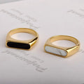 Geometric Titanium Steel Index Finger Ring Shell Charm Rings for Women Golden Stainless Steel Ring