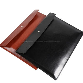 Custom A4 Size PU Leather Envelope Organizer Bag Multifunction Portfolio Document File Folder Button Buckle Presentation Folder