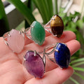CSJA Wholesale Healing Crystal Rings Natural Stone Amethyst tiger Eye Black Agate Stone Ring Design for Man G574