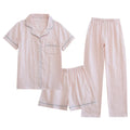 Three Sets of Pure Cotton Gauze Pajamas Women Spring and Summer Short Sleeve Cardigan Thin Money Can Be Worn Outside Pajama Set