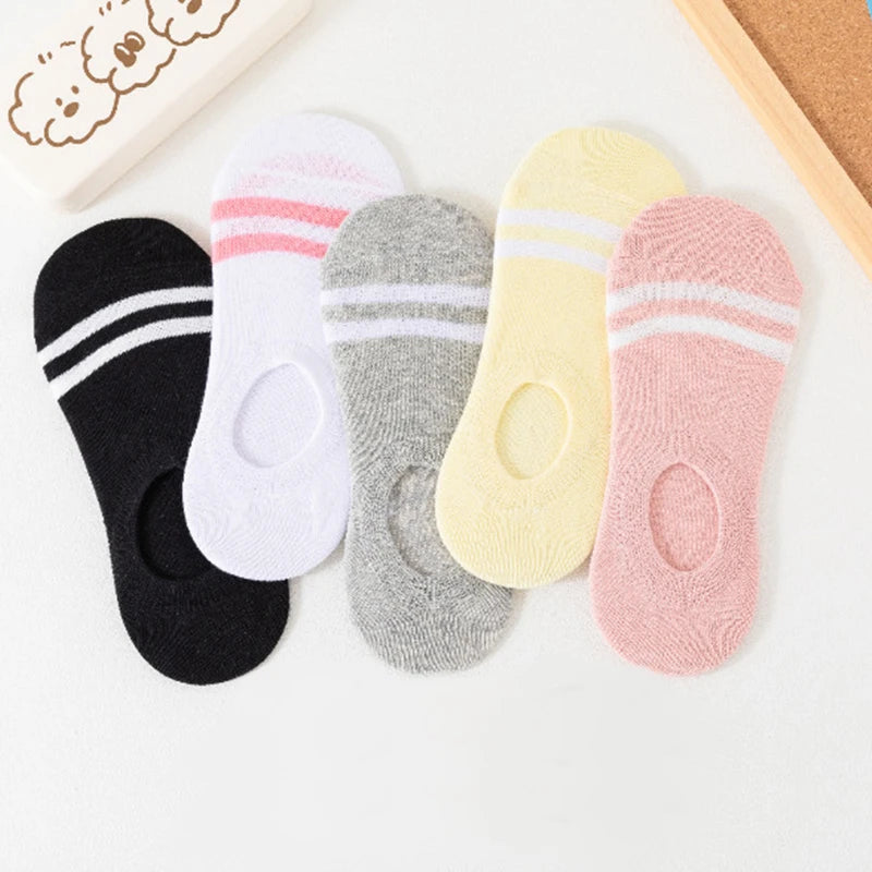 Wholesale New Fashion Women's Cotton Boat Socks Pure Color Light Mouth Socks Transparent Feature Independent Packaging Body Cuff