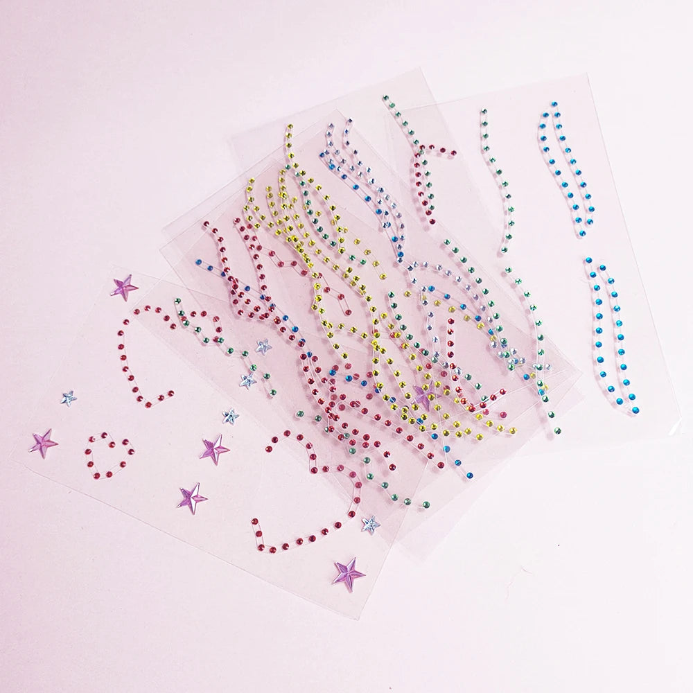 Custom Colorful Eyeblow Star Gems Tattoo Sticker SexyMakeup Waterpro of Rhinestone Women Colorful Face Fake Temporary Tattoo