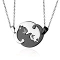 Wholesale Popular Titanium Steel Cat Heart Shape Puzzle Necklace Fashionable Valentine Gifts Gold Plated Stainless Steel Couple