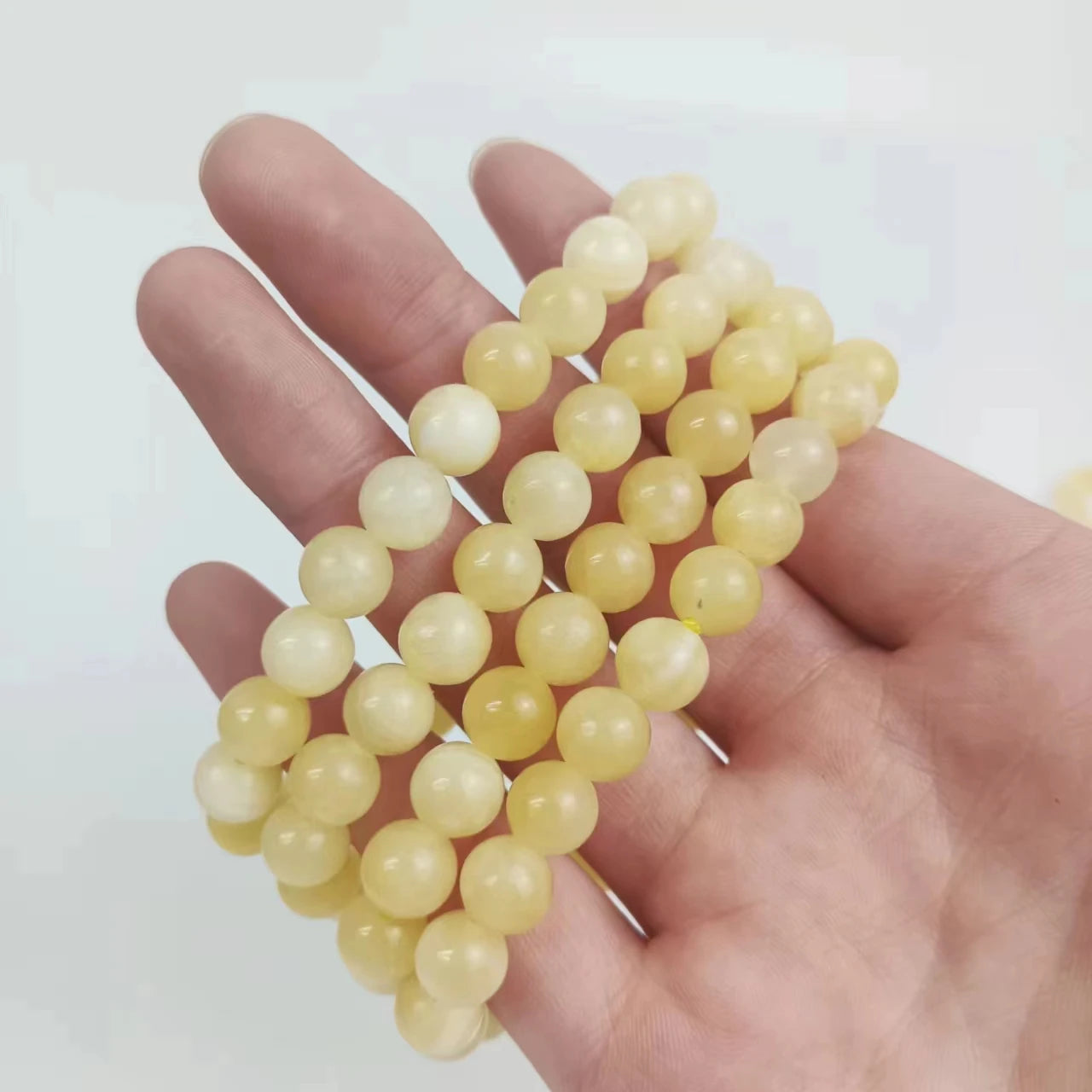 Crystal Bracelet Natural 8mm Small Yellow Jade Caving Healing Gemstone for Decoration Sale