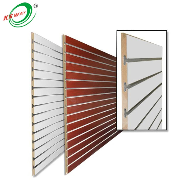 Wholesale 1220*2440mm Melamine Veneer MDF Slatwall Panel for Display