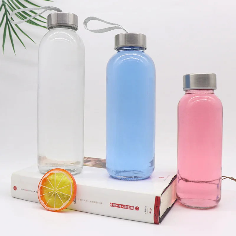 Glass Transparent Activity Gift Cup Personalized Printing Custom Logo Cute Colorful Water Bottle for Girls Boys
