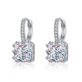 Original Factory Wholesale Trendy 925 Sterling Silver Princess Square Moissanite Earrings with PT950 Platinum Plating