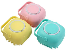 Kingtale Soft Silicone Pet Shampoo Dispenser Grooming Shower Brush for Short & Long Haired Dogs & Cats Reptile Application