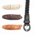 Retro Style Wax Rope Braided Belt PU Iron Buckle Leather Wide Fashion Belts Shirt Dress Decorative Women Fashion Belt