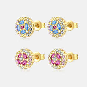 FUAMAY Classic Vintage Fashion Jewelry Stud Earrings Aretes De Plata 925 Color Flower Earrings
