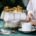 Creative Luxury Ceramic Coffee Cup and Saucer Set with Spoon with Cup Holder Home Cafe Afternoon Tea Coffee Cup