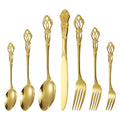 Palace Stainless Steel Gold/silver Cutlery Four-pcs Set Retro Embossed Western Knife Fork Spoon Cutlery Set