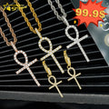 Custom Jewelry 925 Sterling Silver VVS Moissanite Iced Out Cross Ankh Pendant Earring