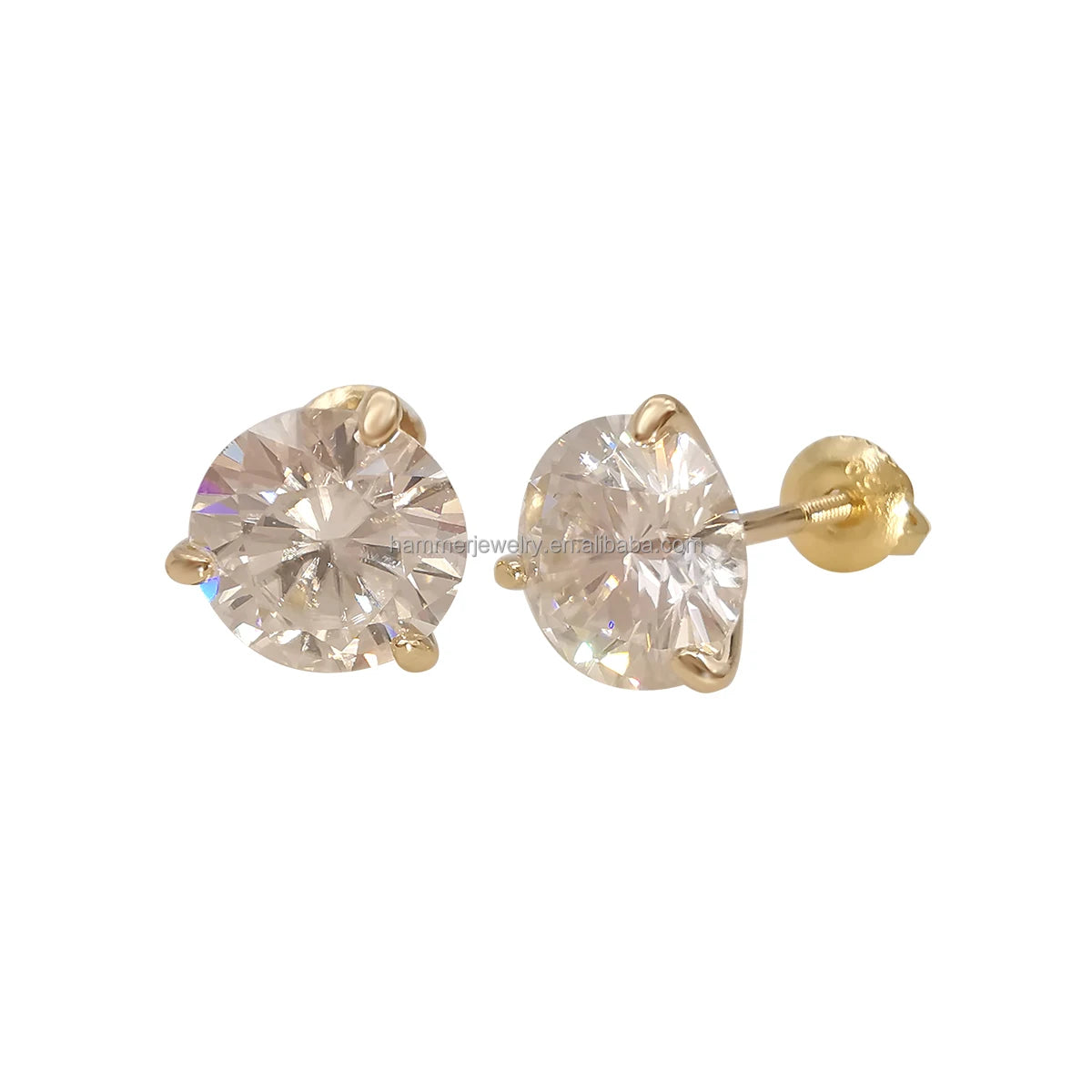 Hot-Selling 18K Solid Yellow Gold Earring Stud 5mm/6.5mm/7.5mm/8.5mm D VVS Moissanite Unisex for Wedding Party or Gift Wholesale