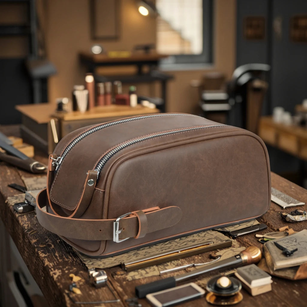 Genuine Leather Travel Bags Cell Phone Pouch Retro Cowhide Handbags for Men Wallet High Quality Multifunctional Organizer Bag