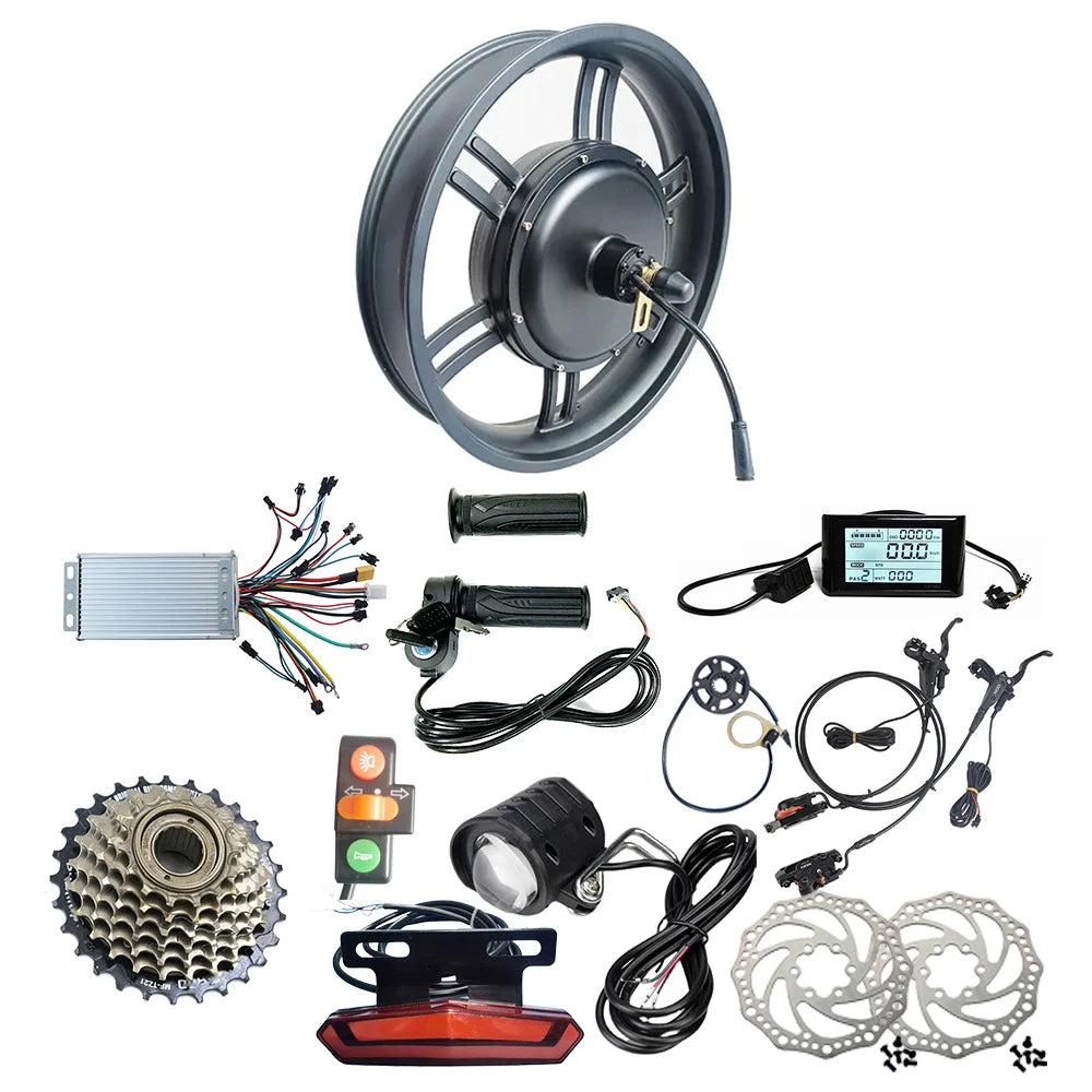 20 20x4.0 20x4 Inch Gearless 48V 60V 72V 1000W 1500W Fat Tire Rear Wheel Hub Motor Electric Bicycle E Bike Conversion Kit