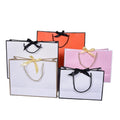 Wholesale Luxury Ivory Board Jewelry Cosmetic Packing Shopping Paper Bags With Handle and Bow Tie
