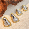 Trendy 18K Gold Plated Stainless Steel Stud Earrings Glossy Irregular Shape Women's Wholesale Jewelry