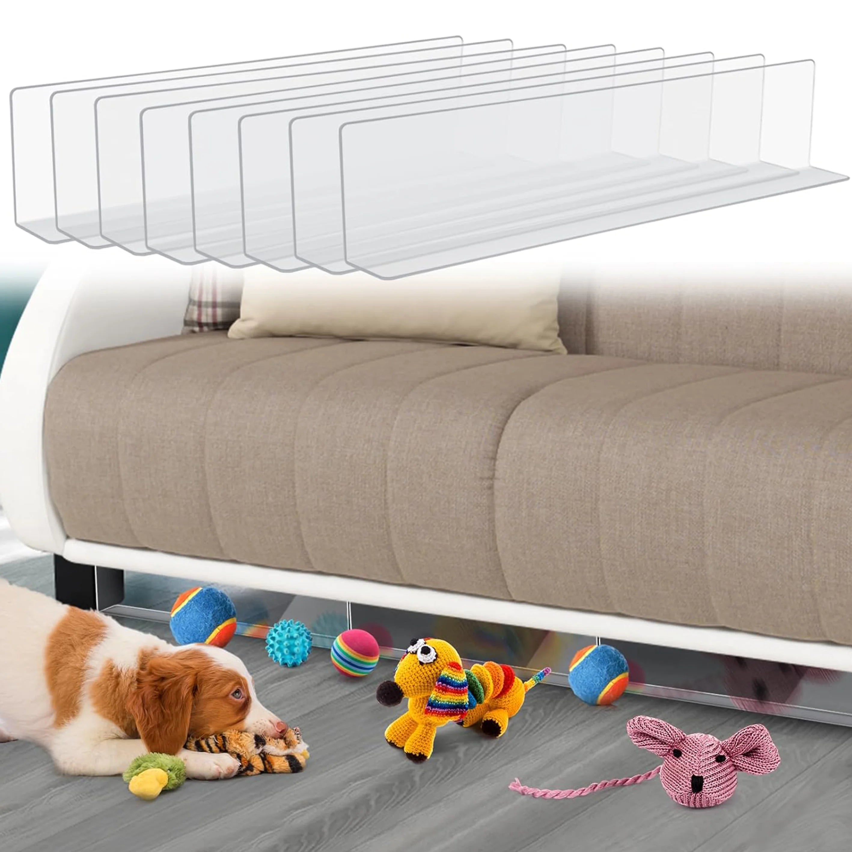 8-Pack Toy Blocker Bumper for Under Furniture with Strong Adhesive Stop Things Going Under Sofa Couch or Bed