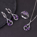 W0463 Abiding Handmade Jewelry Factory Wholesale Rhodium Plated S925 Silver Amethyst Jewelry Sets Statement Jewelry Sets