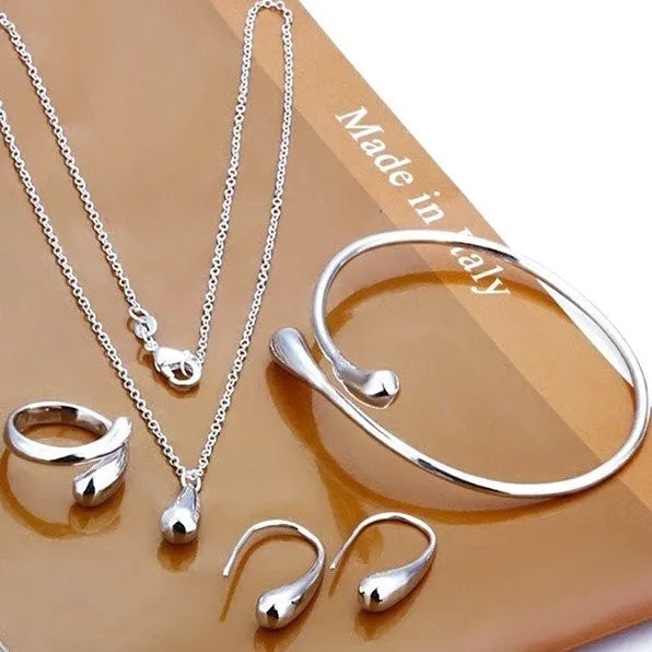 Wholesale Water Drop Necklace Bracelet Earrings Set Fashionable Women Jewelry Sets