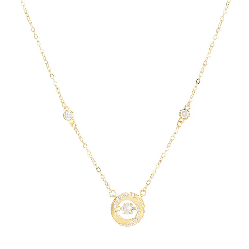 Fashion Jewelry 925 Sterling Silver Necklace Geometric Mobius Ring Heartbeat in Three Seconds Diamond Gold Plated Necklaces