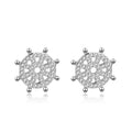 Fine jewelry 925 sterling silver rudder studs women simple CZ diamond roulette exquisite helm stud earrings