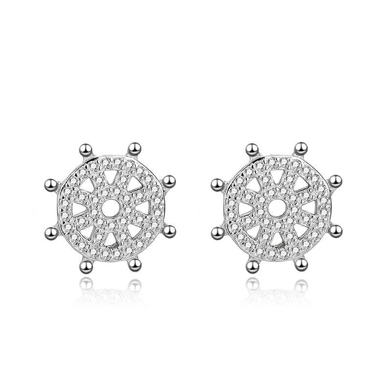 Fine jewelry 925 sterling silver rudder studs women simple CZ diamond roulette exquisite helm stud earrings