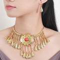 Vintage Exotic Crystal Rhinestone Teardrop Necklace Earrings Set Zinc Alloy Women's Jewelry Engagement Party Wedding Gifts