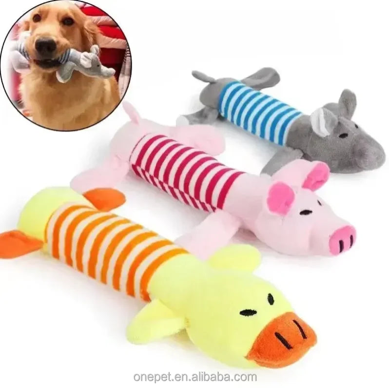Eco-Friendly Cotton Dog Chew Toy Small Animal Shaped Squeaky Plush Toy for Dog Play